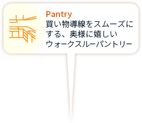 Pantry 買い物導線をスムーズにする、奥様に嬉しいウォークスルーパントリー