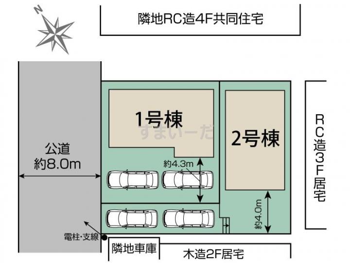 ブルーミングガーデン 札幌市清田区清田三条1丁目2棟の見取り図