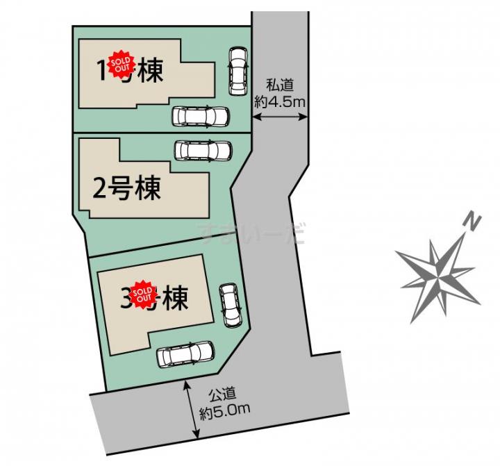 ブルーミングガーデン 八王子市寺田町3棟の見取り図