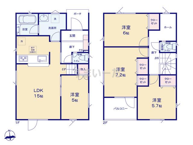 クレイドルガーデン 札幌市清田区真栄一条 第3の見取り図