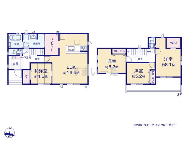 グラファーレ 宇都宮市中岡本町6期1棟の見取り図