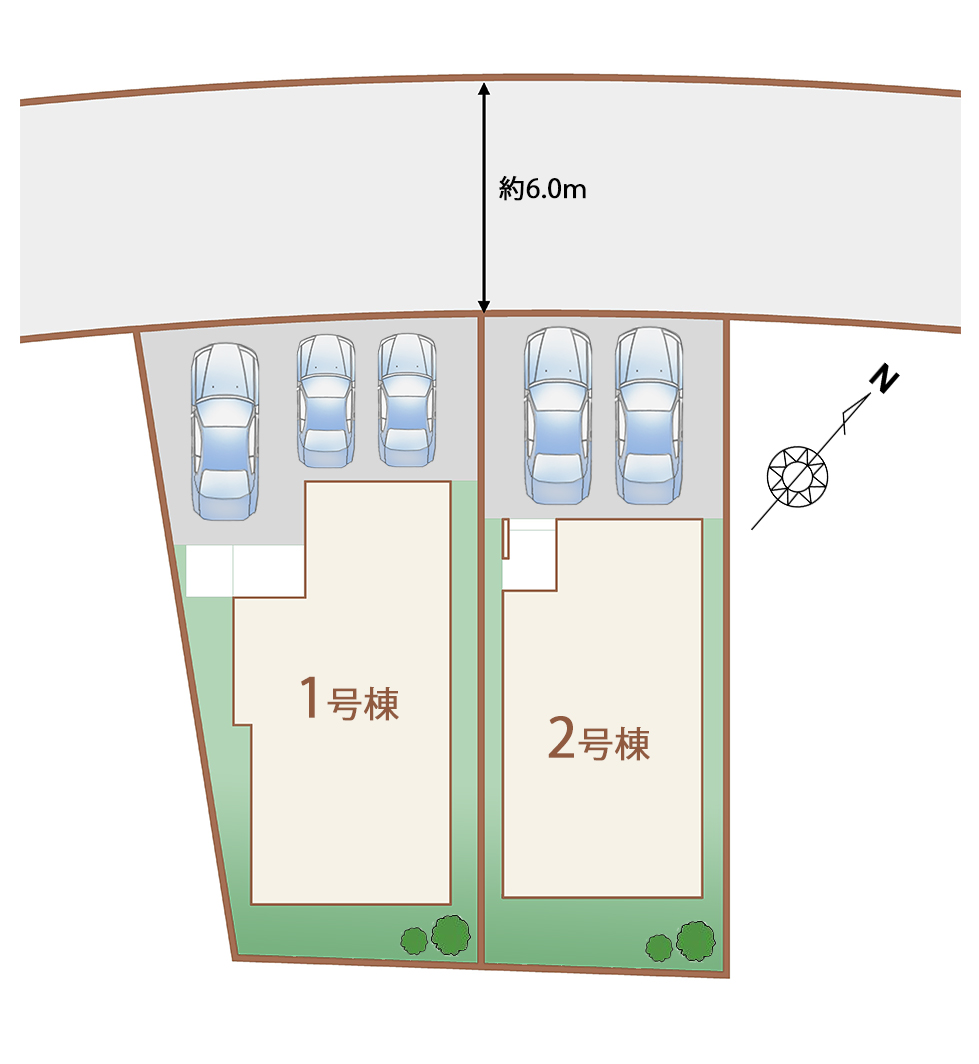 駐車場は2〜3台並列駐車可能な仕様となっております♪
ぜひ一度現地までお越しください！