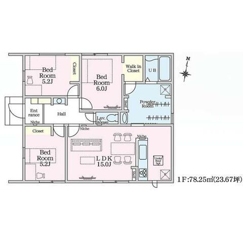 リナージュ広島市佐伯区五日市町上河内２３－１期の見取り図