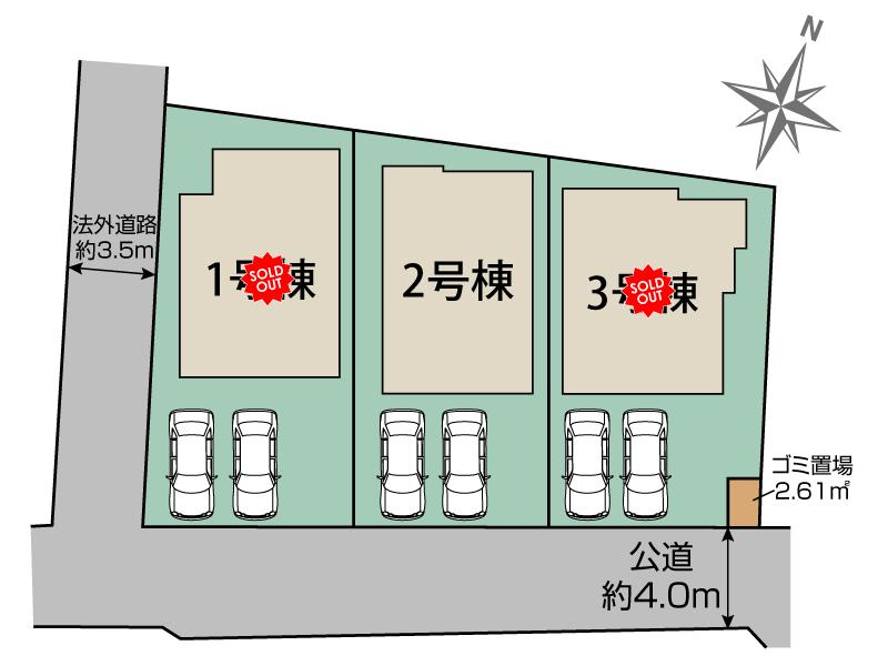 糸島市波多江駅北2丁目3棟 区画図