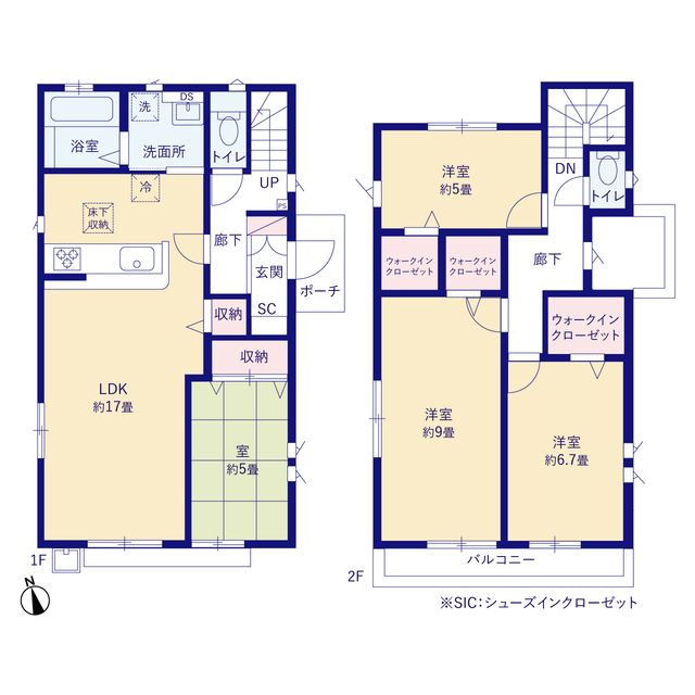 グラファーレ4168柴田町船岡６期５棟の見取り図