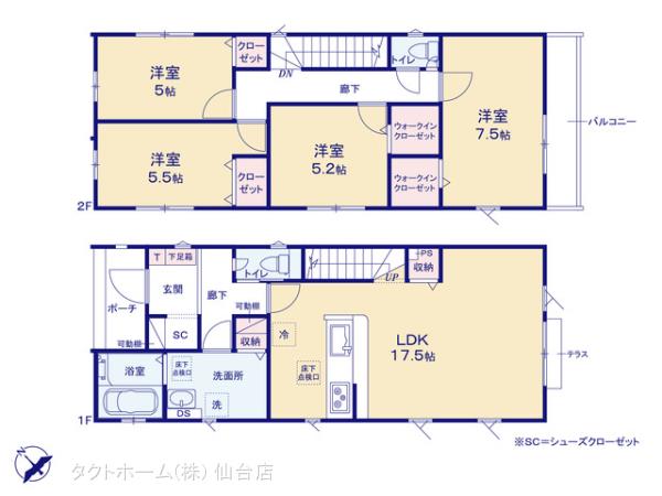 グラファーレ4168仙台市中田６期２棟の見取り図