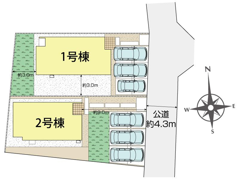 ブルーミングガーデン岡山市南区豊成１丁目２棟の見取り図