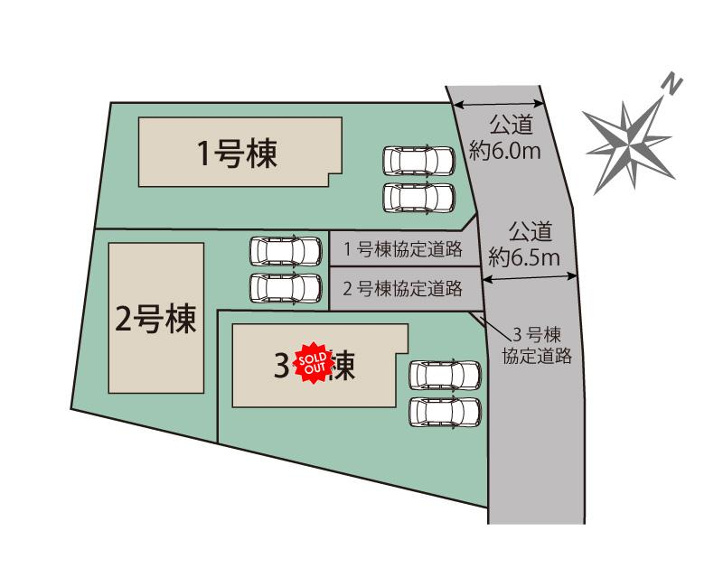 ブルーミングガーデン伊勢崎市茂呂南町３棟の見取り図