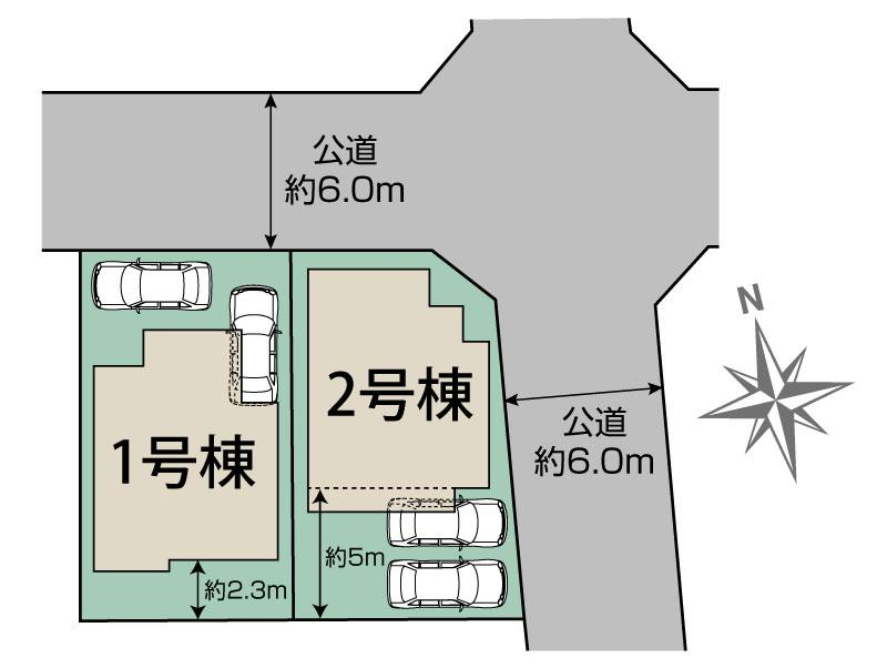 ブルーミングガーデン知多郡東浦町石浜田之助２棟の見取り図