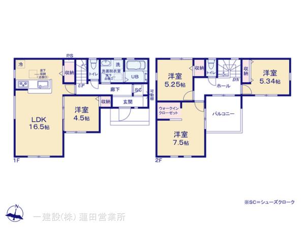 リーブルガーデン越谷市弥栄町第３の見取り図