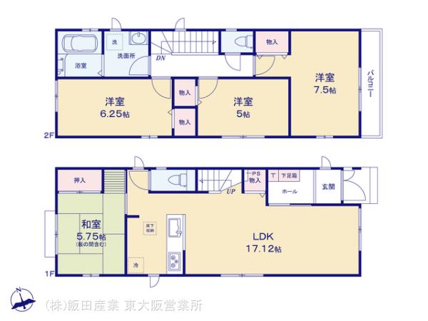 ハートフルタウン(新大阪第2)東大阪若江本町2丁目の見取り図