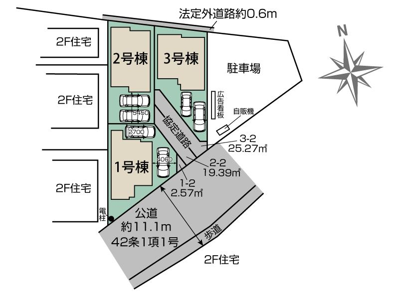 ブルーミングガーデン上尾市瓦葺３棟の見取り図