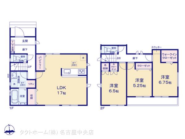 グラファーレあま市金岩４期２棟の見取り図