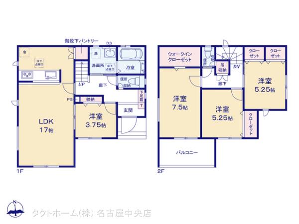 グラファーレあま市金岩４期２棟の見取り図