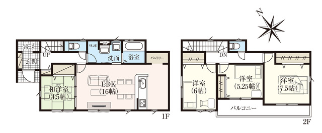 グラファーレ4252小山市雨ヶ谷新田４棟の見取り図