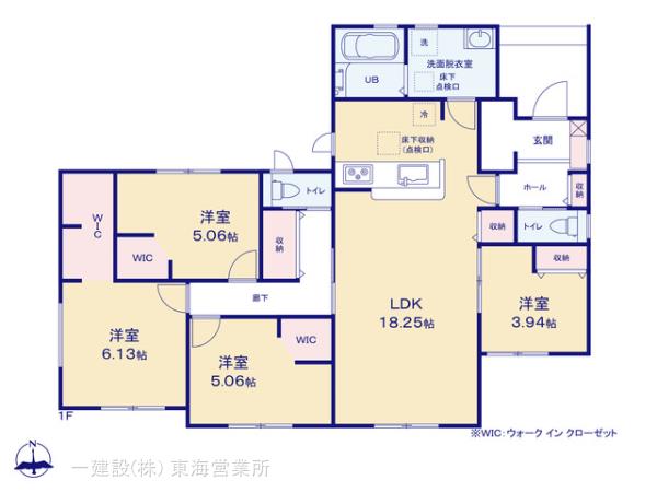 リーブルガーデン阿久比町板山の平屋の見取り図