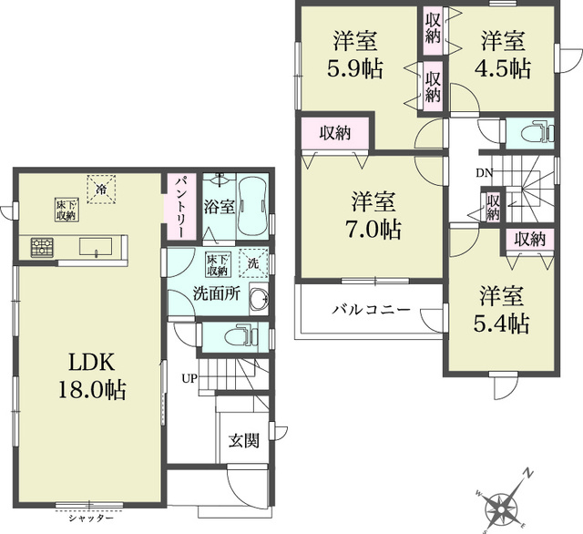 リナージュつくば花畑３丁目２４－１期の見取り図