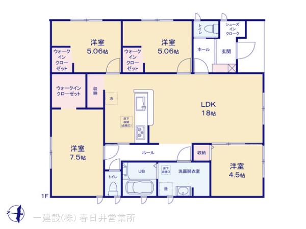 リーブルガーデン一宮市明地の平屋の見取り図