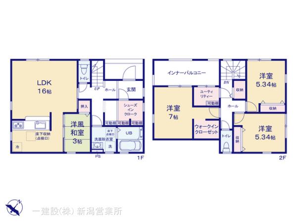 リーブルガーデン江南区亀田水道町第１の見取り図