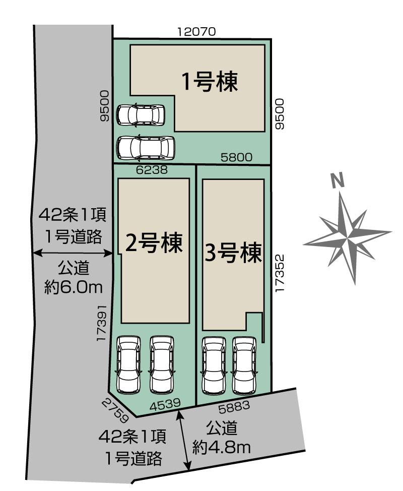 ブルーミングガーデン亀岡市篠町広田１丁目３棟の見取り図
