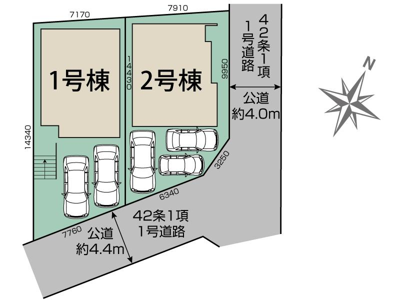 ブルーミングガーデン亀岡市大井町かすみケ丘２期２棟の見取り図