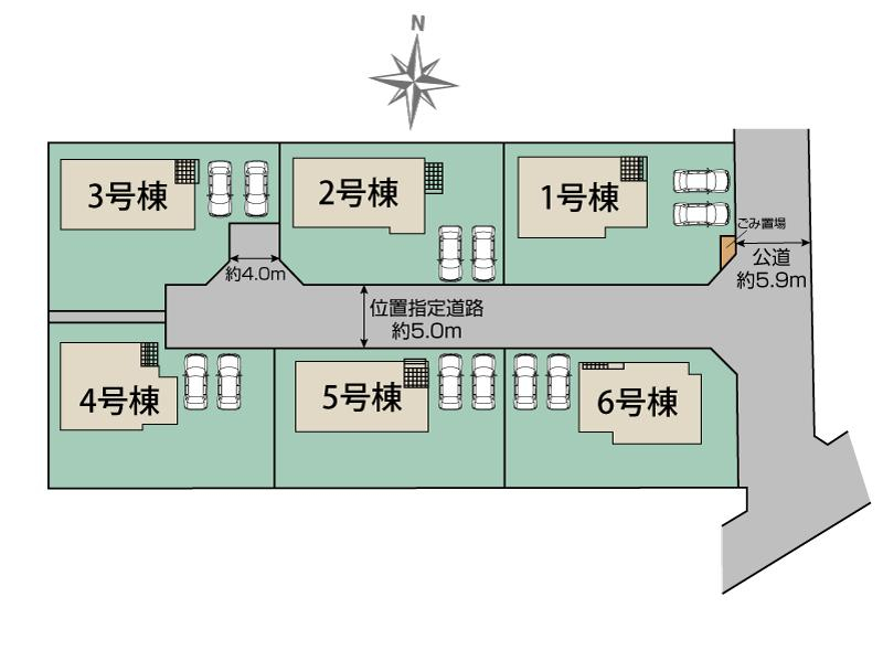 ブルーミングガーデン遠賀郡水巻町猪熊１丁目６棟の見取り図