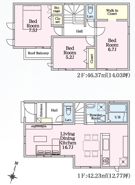 リナージュ秦野今泉２４－１期の見取り図