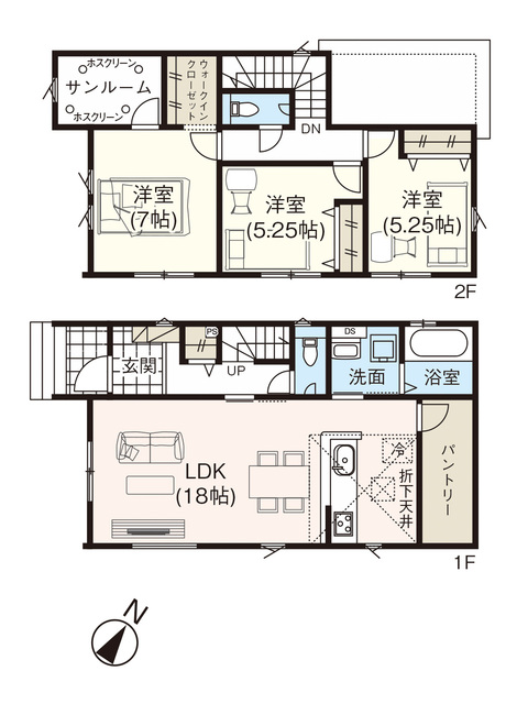 グラファーレ4372新潟市上新栄町３期２棟の見取り図