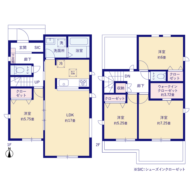 グラファーレあま市甚目寺３期２棟の見取り図