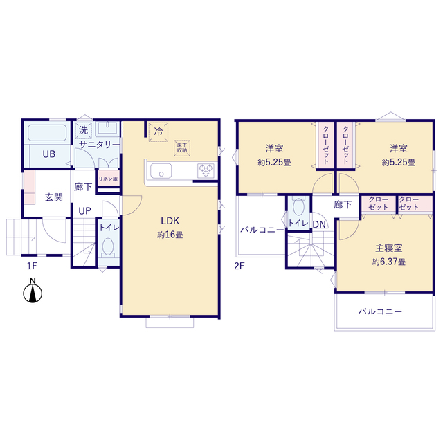 ティアラ4230所沢市所沢新町２期２棟の見取り図