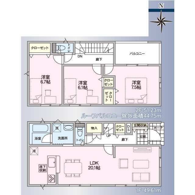 クレイドルガーデン秋田市下新城中野 第5の見取り図
