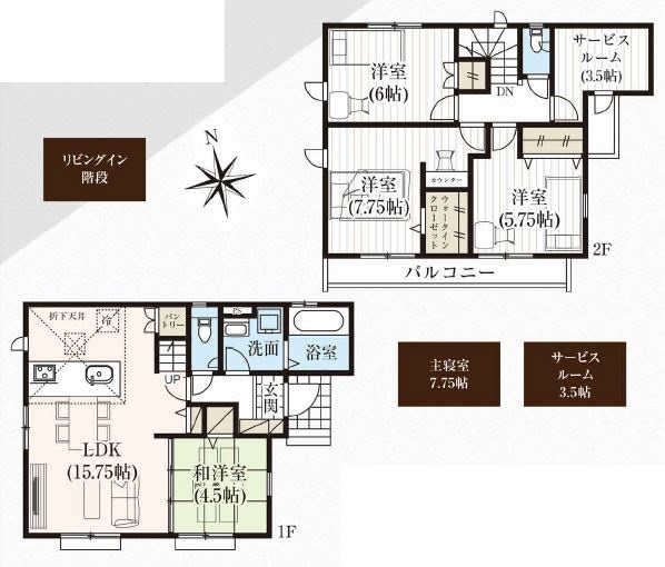 グラファーレ4234清瀬市野塩３期３棟の見取り図