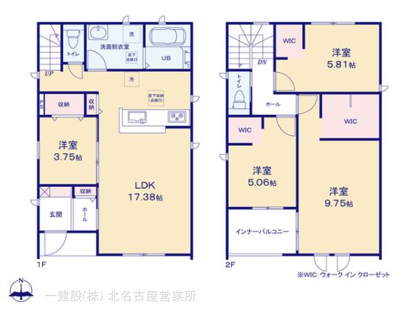 リーブルガーデン北名古屋市熊之庄第十三の見取り図