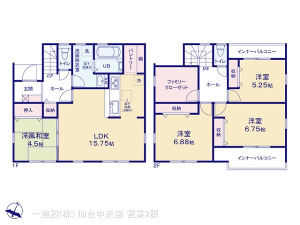 リーブルガーデン青葉東勝山２丁目Ⅱの見取り図