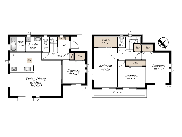 ハートフルタウン鶴ヶ谷一丁目23番の見取り図
