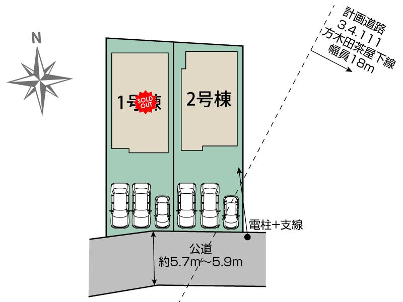 ブルーミングガーデン福島市泉大下２棟の見取り図