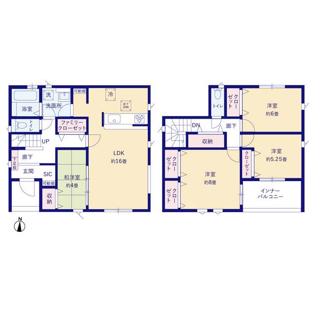 グラファーレ4268東根市六田３期４棟の見取り図