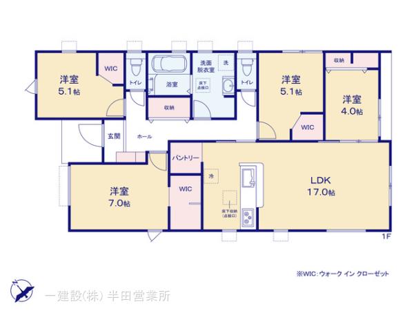 リーブルガーデン半田市新居町の平屋の見取り図