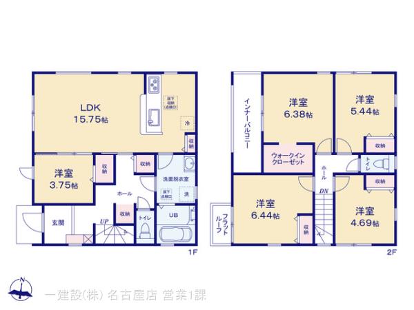 リーブルガーデンあま市二ツ寺六町の見取り図