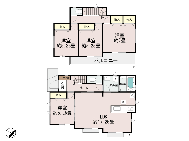 ハートフルタウン綾瀬市寺尾釜田3丁目182の見取り図