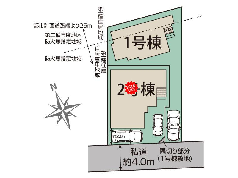 ブルーミングガーデン鎌ヶ谷市東道野辺１丁目２棟の見取り図