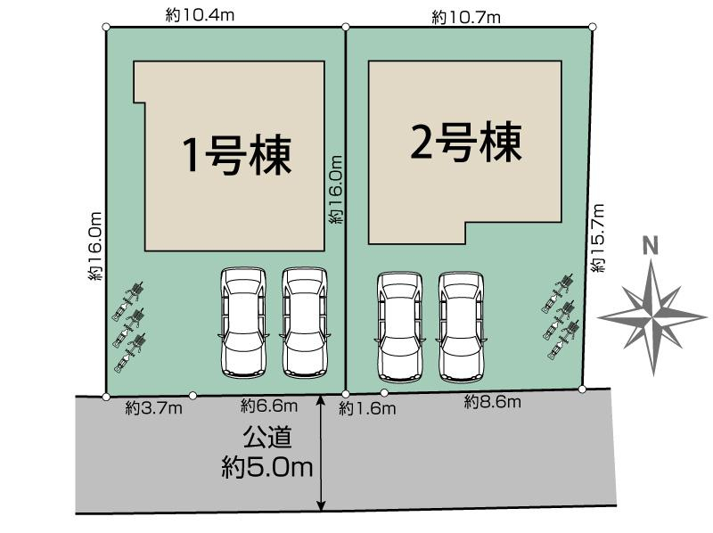 ブルーミングガーデン桜井市西之宮　２棟の見取り図