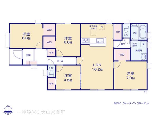 リーブルガーデン各務原市那加桐野町の平屋の見取り図