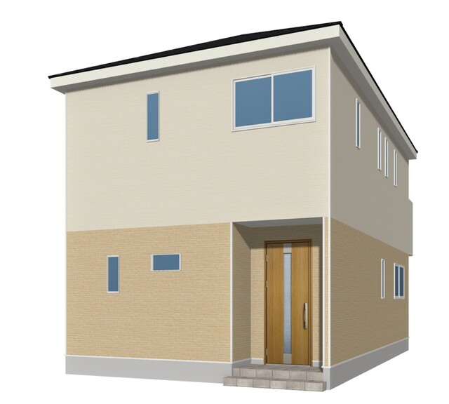 ■1号棟（北東方向）
令和8年1月完成予定♪
※パースはイメージです。実際の色合いと異なる場合がございます。