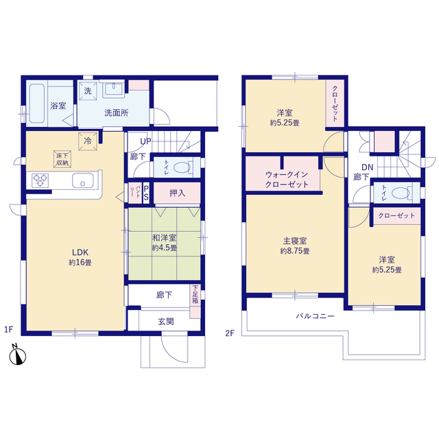 グラファーレうるま市石川４期２棟の見取り図