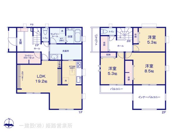 リーブルガーデン姫路市勝原区山戸3期の見取り図