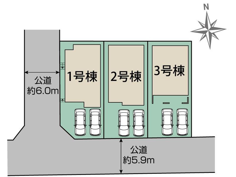 ブルーミングガーデン半田市花田町１丁目３棟の見取り図
