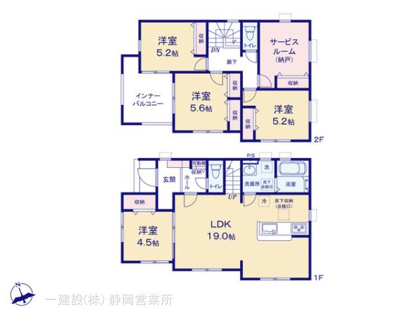 リーブルガーデン葵区新伝馬3丁目の見取り図