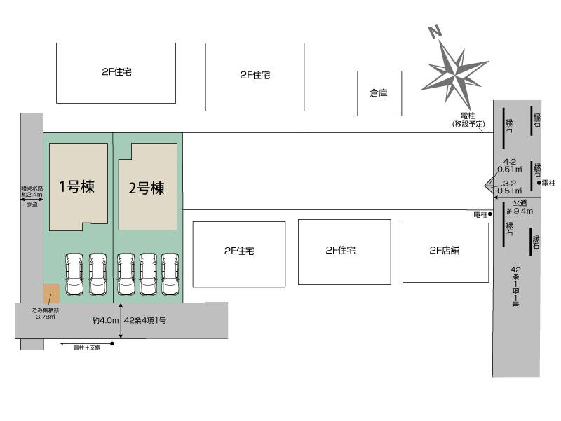 ブルーミングガーデン越谷市宮本町３丁目　４棟の見取り図