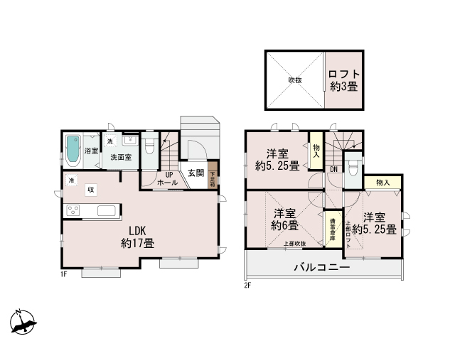 ハートフルタウン横浜市青葉区しらとり台45の見取り図